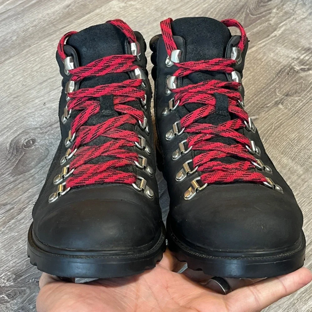 Sorel Ainsley Conquest Black Combat Waterproof Leather Hiking Boot NL3091-010 10